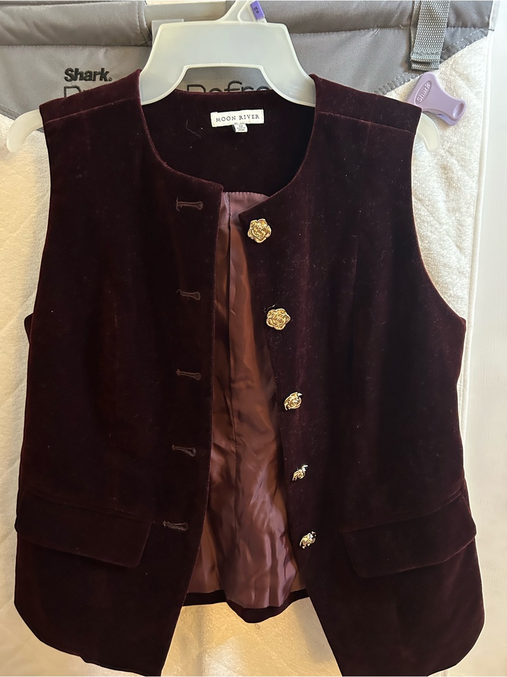 Moon River Women's Velvet Vest in Deep Burgundy